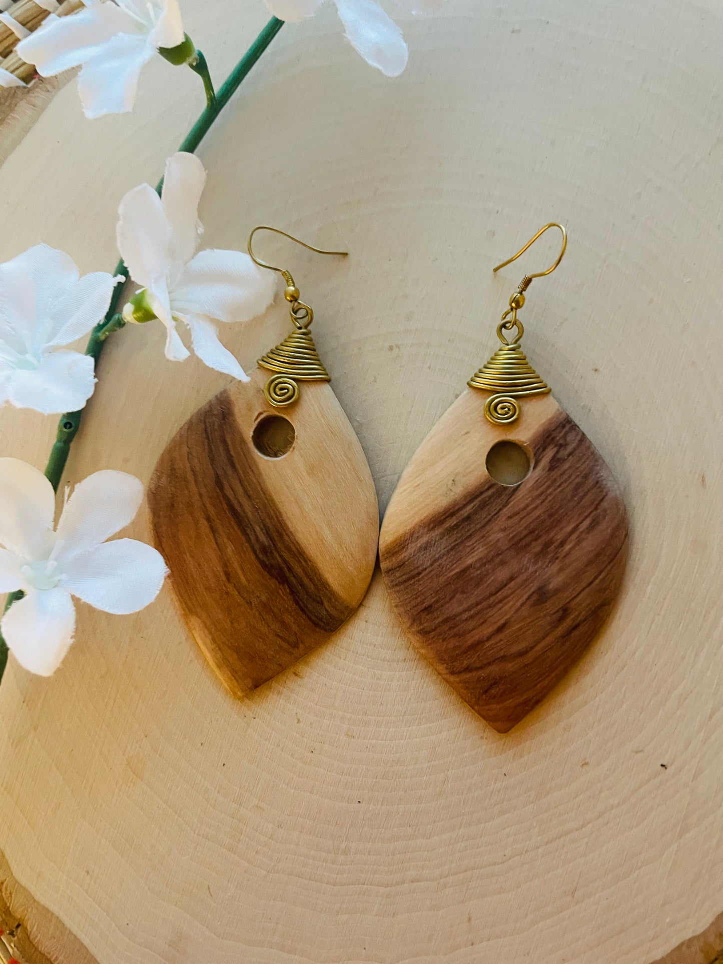 Oval Wooden Earrings- clearance