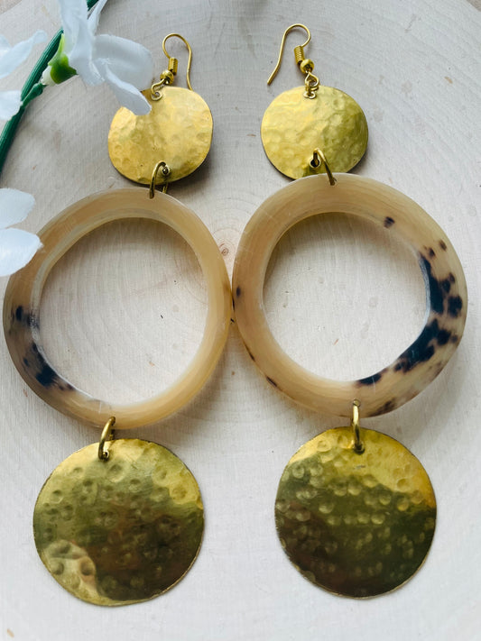 Double Brass Adaeze Brass Earrings- two toned