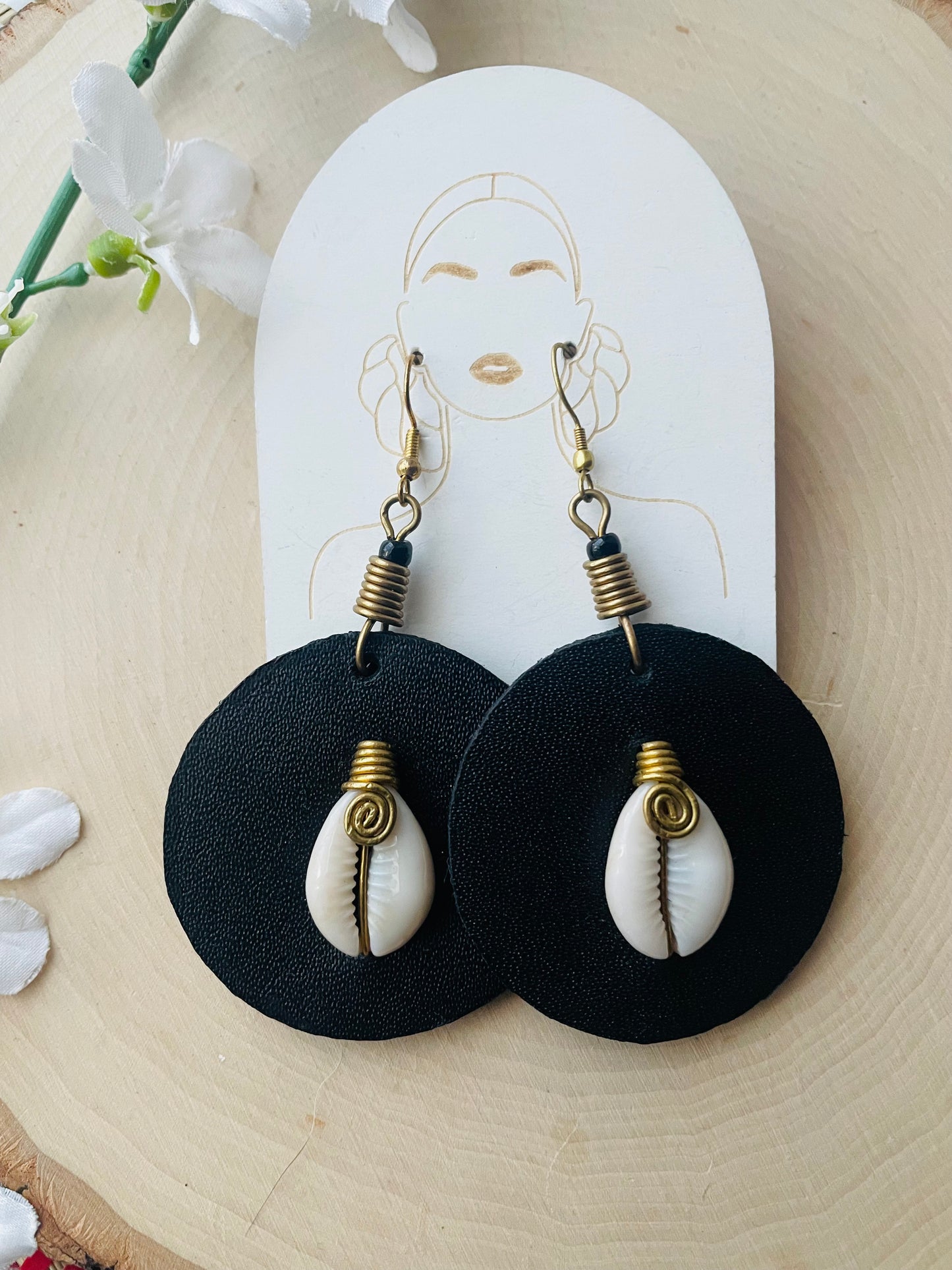 Black Cowrie Earrings