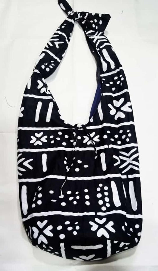 Black and white “mud print pattern” Ankara Tote