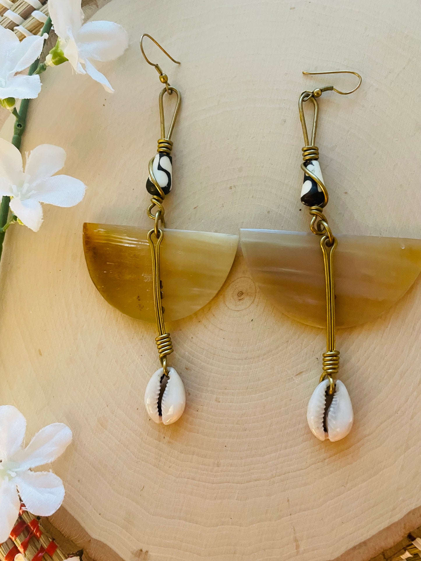 Cowrie Lunar Earrings-Clearance