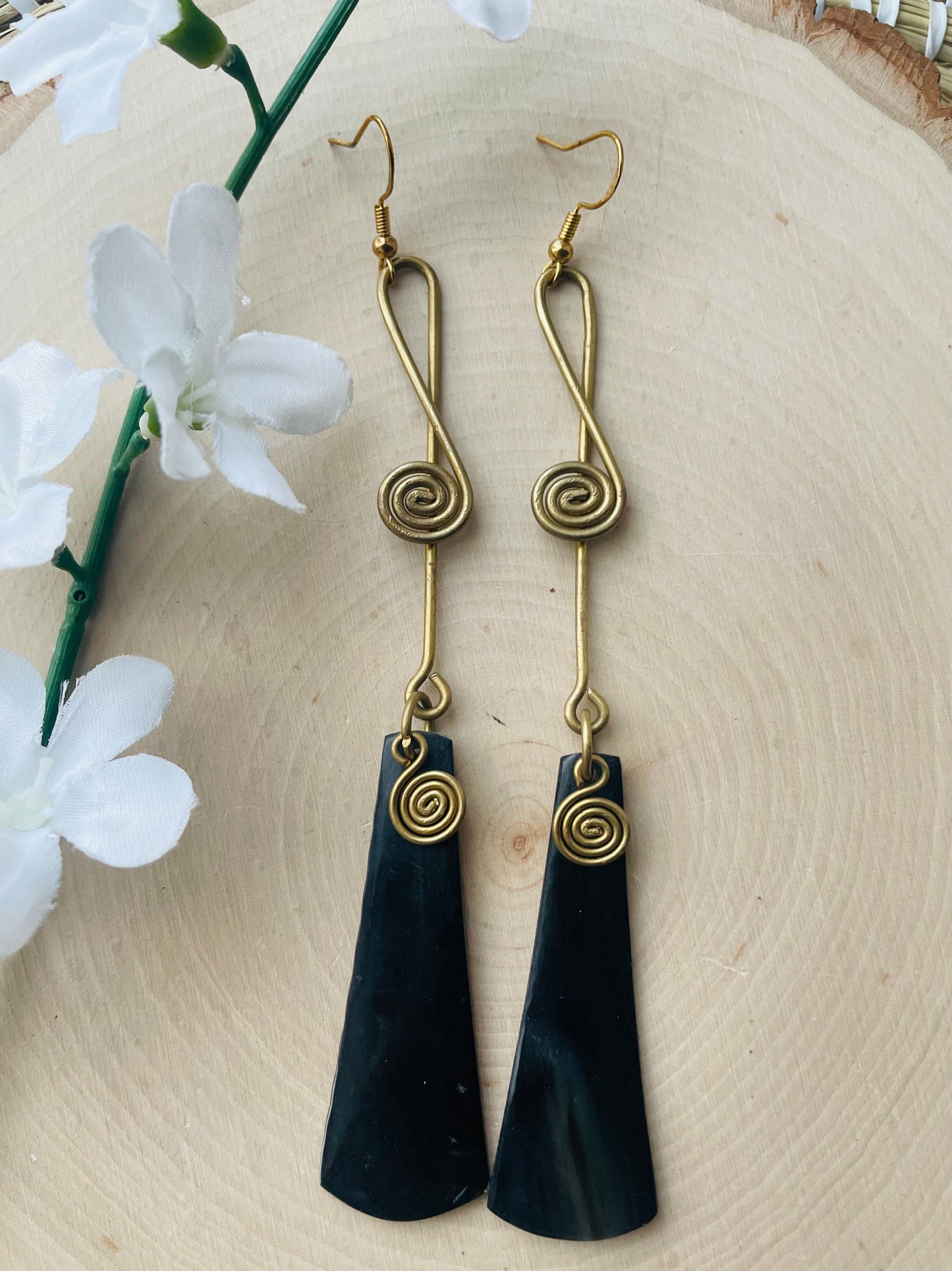 Long Brass Earrings