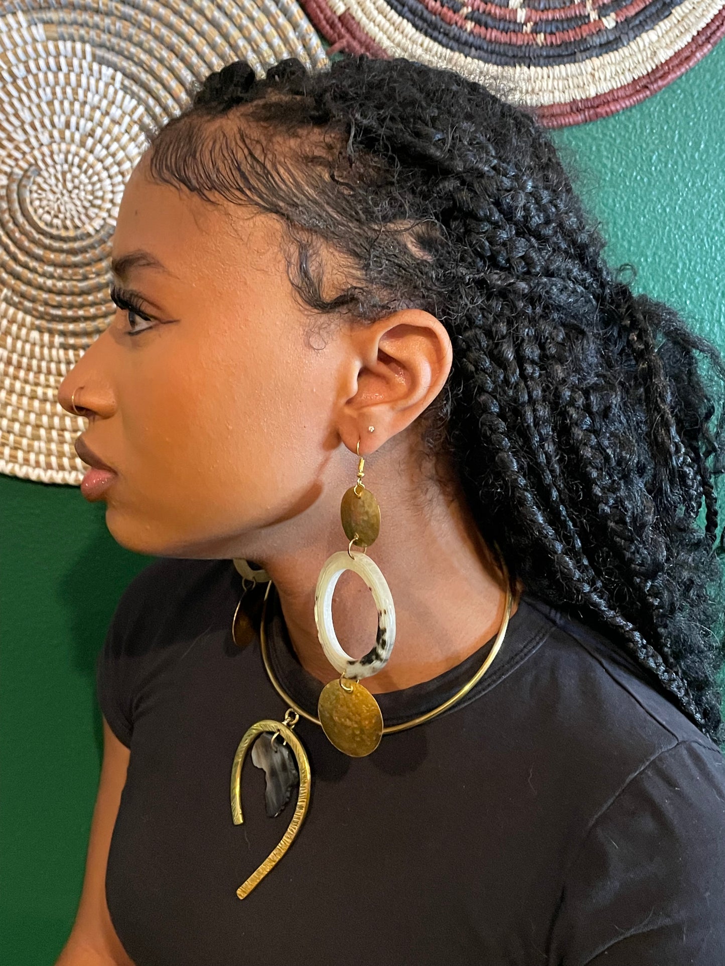 Double Brass Adaeze Brass Earrings- two toned