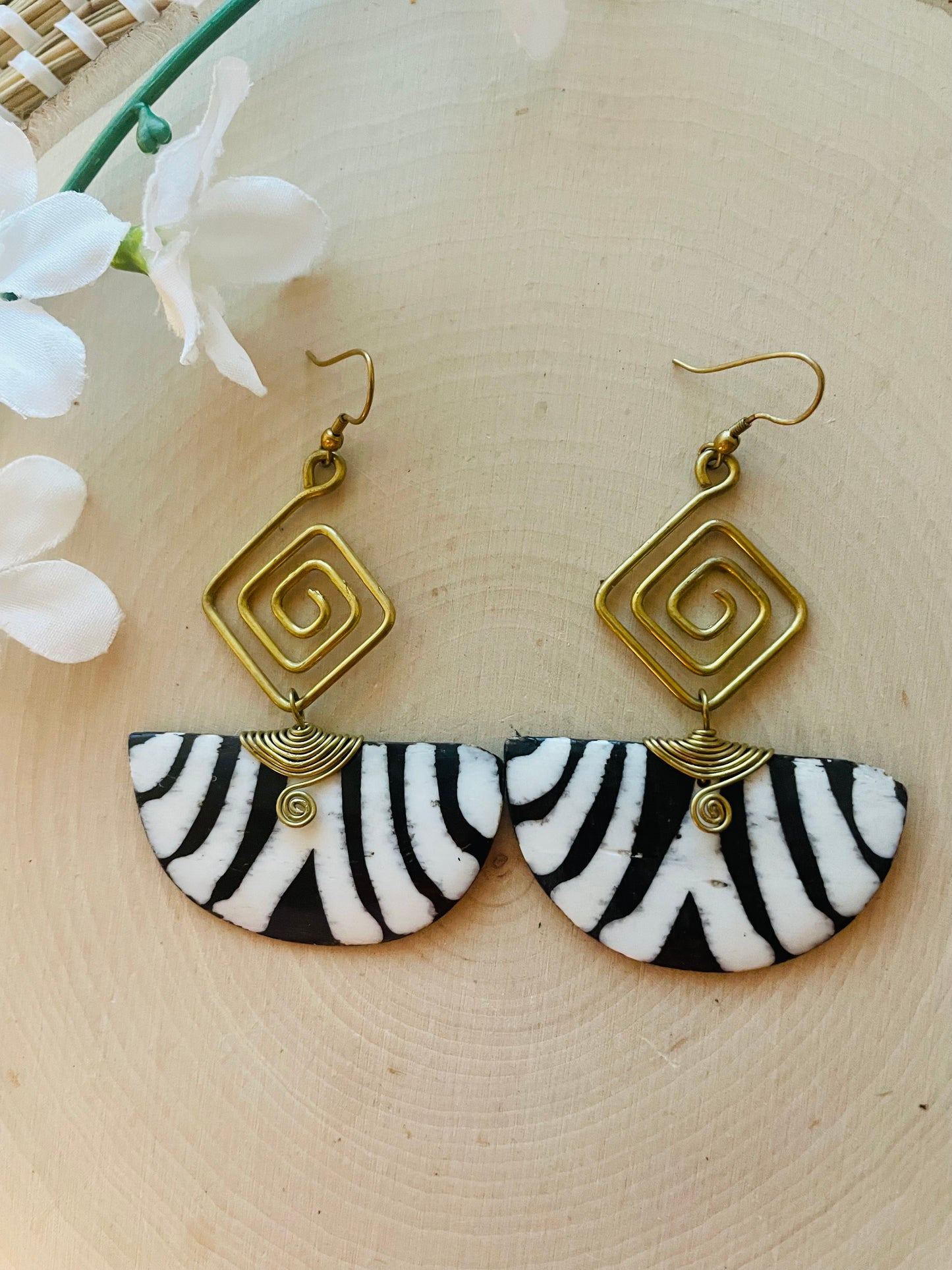 Brass Pharaoh Zebra earrings