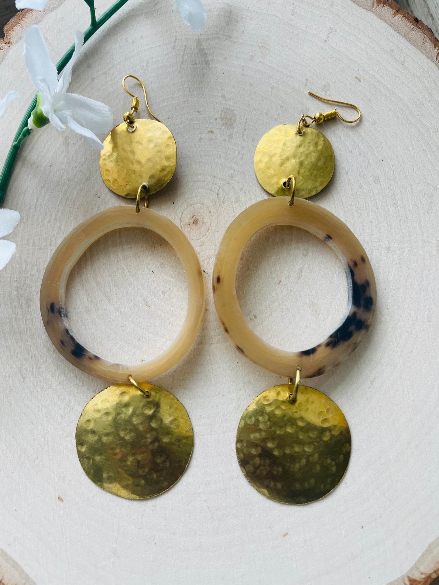 Double Brass Adaeze Brass Earrings- two toned