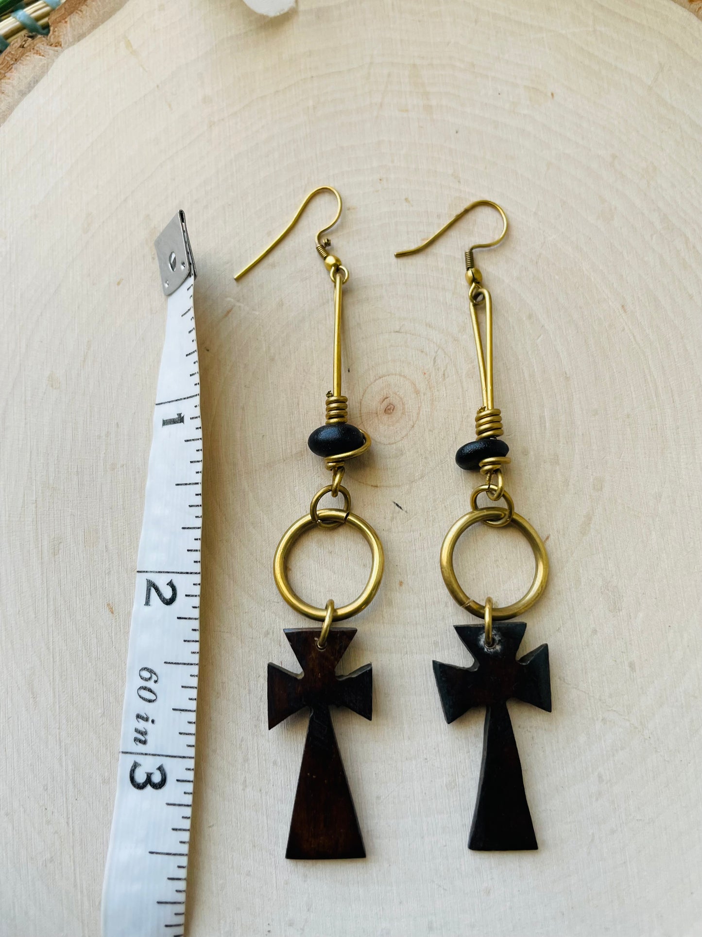 Brass Cross Drop earrings
