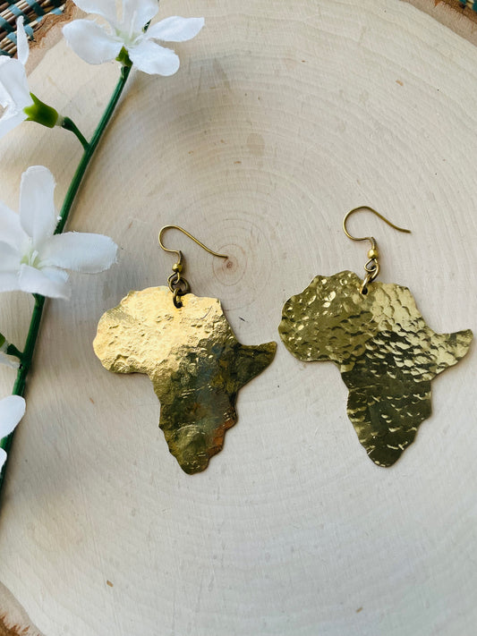 Africa Brass Earrings hammered