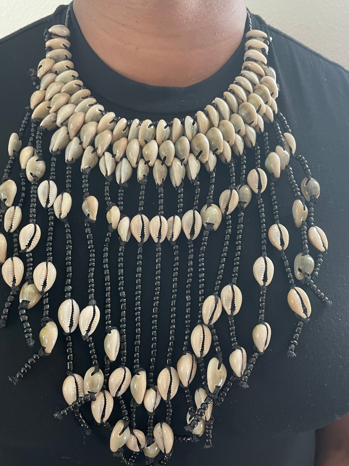 Dangle Cowrie statement necklace