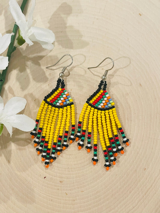 South African beaded earrings clearance- Yellow
