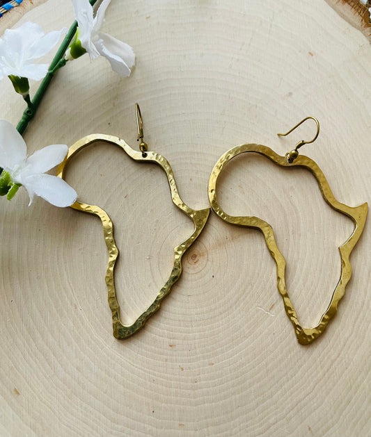 Africa Shaped Brass Earrings