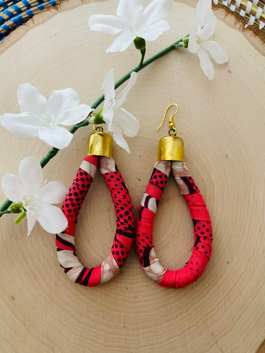Ankara Wrapped Pink Earrings