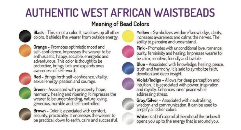 Meaning of african waist bead online colors